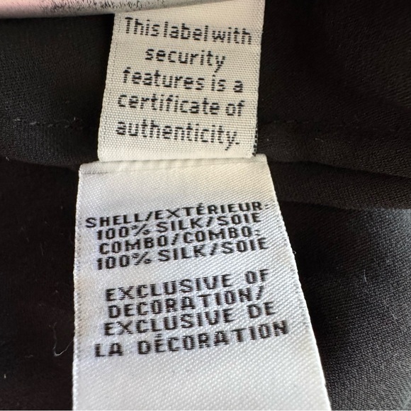Diane Von Furstenberg Silk Blouse Lace Trim Sheer Sleeve Black Size 10 - Picture 10 of 11